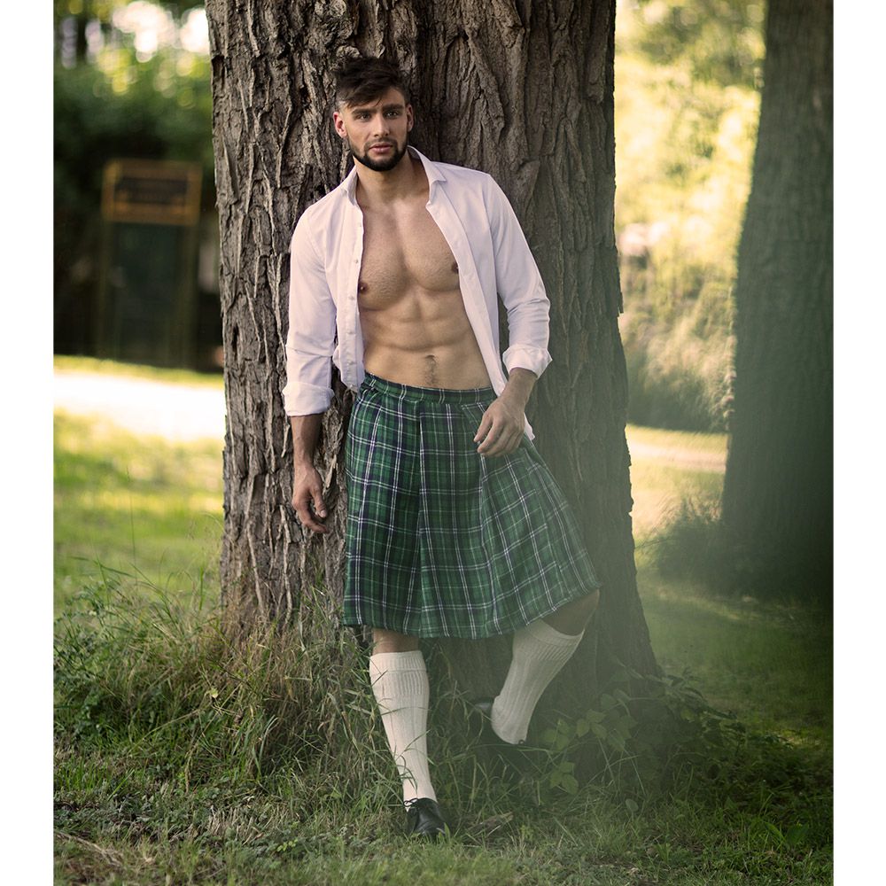 Schotse kilt voor heren, zomermode, klassieke rok, jurk, Highland herenkostuum, Schotse traditionele geruite kilt korte rok voor heren, los ademend sportpak, M-4XL, lila, L
