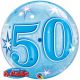 Folieballon bubbles 50 jaar blauw