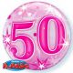 Folieballon bubbles 50 jaar roze