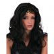 091. Pruik Go Go Zwart met Gouden Glitter Band