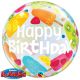 Folieballon bubbles Happy Birthday gekleurd