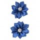 Satijnen bloemen met steentje Blauw 12 st. 6 cm