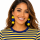 Oorbellen 3 Balletjes Blauw Geel