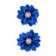 Satijnen bloemen met steentje Blauw 12 st.