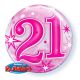 Folieballon bubbles 21 jaar roze