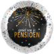 Geniet van je Pensioen folieballon 43 cm met sterren en vuurwerk design