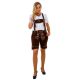 Lederhose dames met schouderbanden kort Bruin