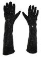Handschoen lang Glitter Zwart Pailetten