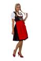 Dirndl zwart/rood met rozen 3-delig 100% Katoen