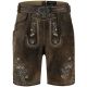 Bruine antiek lederhose heren kort van echt leer