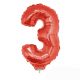 Folieballon Rood Cijfer 3, 40 cm