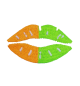 Embleem Kruikenstad Nr. 6 Mondje links oranje / rechts groen