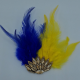 Speldje met Veren en Strass Blauw Geel
