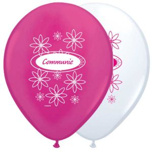 Ballonnen Communie Roze/Wit