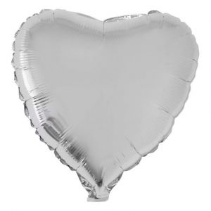 zilveren hart folieballon 52 x 46 cm helium hartjes ballon