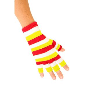 Vingerloze handschoen rood/wit/geel