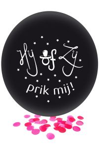 Gender Reveal Ballon met roze confetti