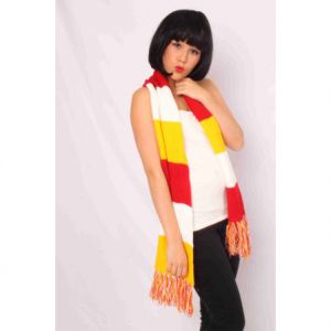 Sjaal gebreid rood/wit/geel