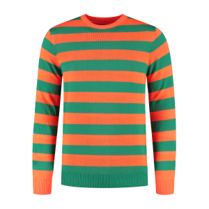 Striped Sweater DeLuxe Groen/Oranje Kruikenstad 
