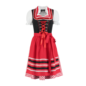 Dirndl 3-delig zwart/wit polkadot