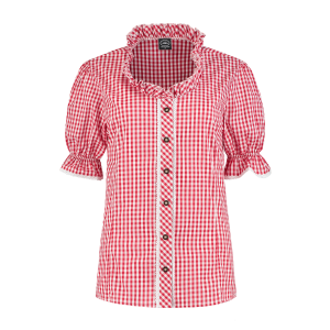 Trachtenblouse dames rood / wit geblokt