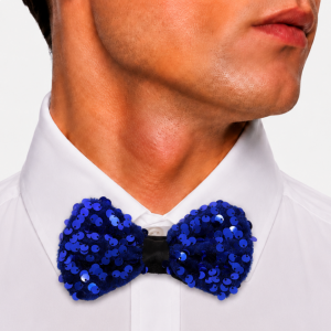 Strikje met Pailletten Blauw