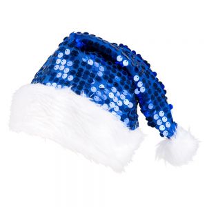 Kerstmuts Pailletten Blauw