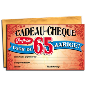 Cadeau Cheque 65 jaar