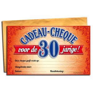 Cadeau Cheque 30 jaar