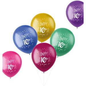 10 jaar ballonnen 30 cm 6 stuks | Helium geschikt