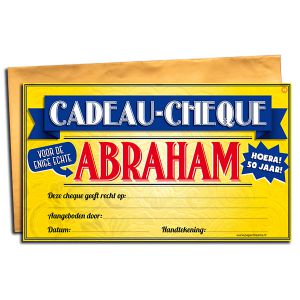 Cadeau Cheque Abraham 50 jaar