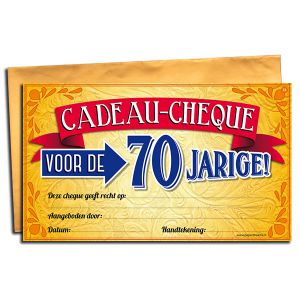 Cadeau Cheque 70 jaar