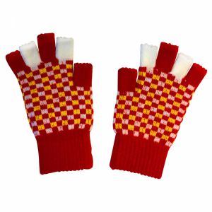 Handschoenen vingerloos rood/wit/geel