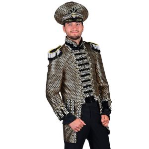 Heren Jas Zwart met Goudband