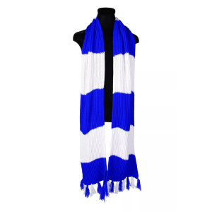 Sjaal gebreid blauw/wit