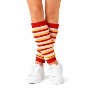 Beenwarmers Rood/Geel/Wit Smalle Streep