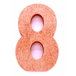 Tafeldecoratie Cijfer 8 glitter Rose Goud