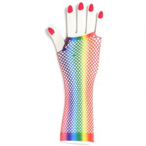 Nethandschoen lang vingerloos Regenboog