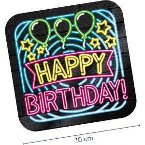 Neon Onderzetters Happy Birthday