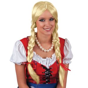 054. Pruik Blond met Vlechten