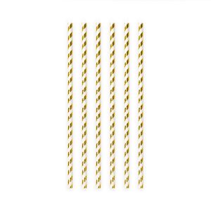 Papieren rietjes goud/wit 20st.