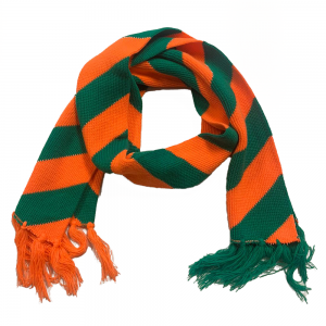 Kruikenstad sjaal gebreid Oranje en Groene rafels