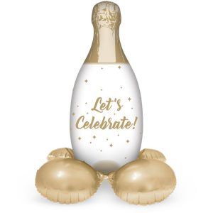 Staande Folieballon Champagne Fles 