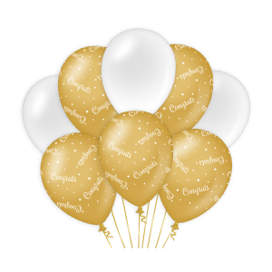 Congrats ballonnen goud parelmoer 30 cm 8 stuks | Helium geschikt
