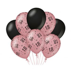 Decoratie ballonnen Rose Goud/Zwart 18 jaar