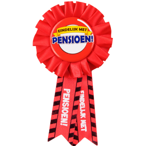 Party Rozet Eindelijk met Pensioen