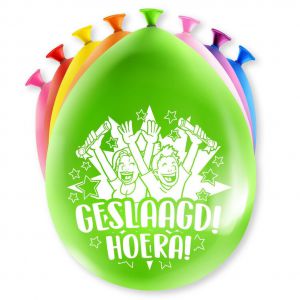 Geslaagd ballonnen hoera 8 stuks 30 cm latex | De Feestspecialist XXL