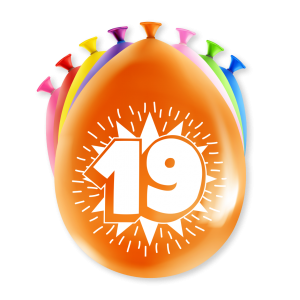 19 jaar ballonnen 30 cm (8 stuks) | Verjaardag decoratie