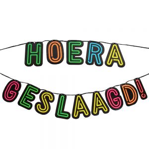 Letterslinger Neon Hoera Geslaagd