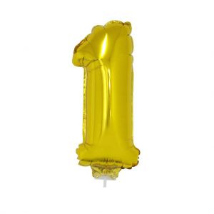 84772 folieballon goud 40 cm op stokje cijfer 1